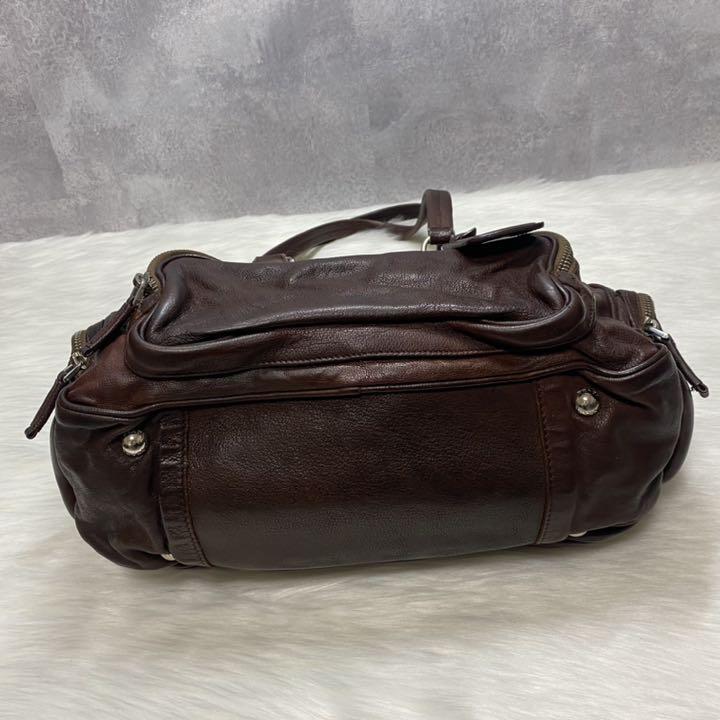 得価超特価 良品✨ トートバッグ ブラウン レザー XsESv-m90107310741 prada プラダ ハンドバッグ 定番人気得価