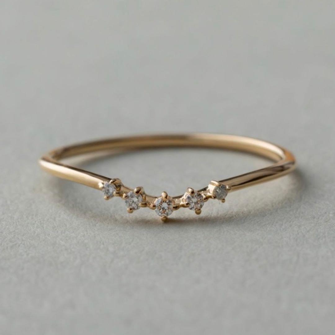 エテ K18YG Vライン ダイヤモンド ピンキーリングete