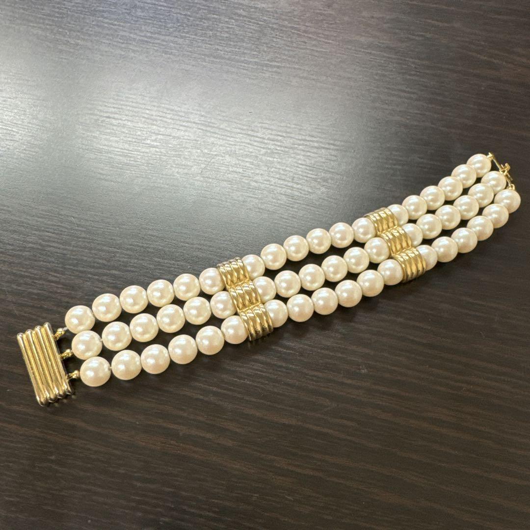 パールとゴールドの3連ブレスレット 22アクセサリー