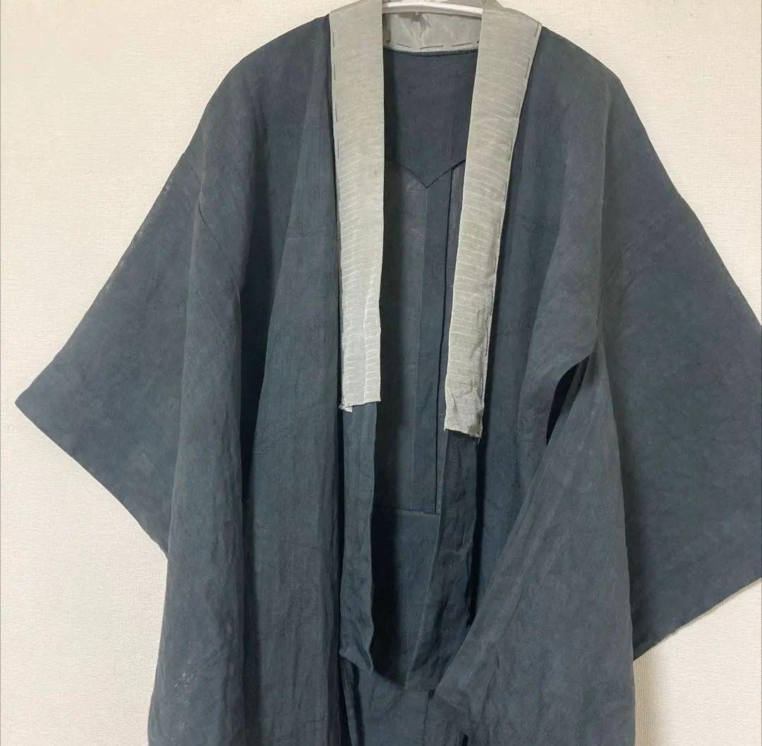 本麻　洗える長襦袢　パープル　流水模様　リサイクル 本麻 洗える長襦袢 パープル 流水模様 リサイクル