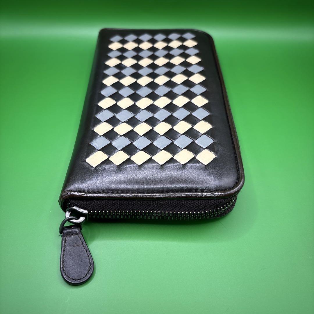 ◆正規品◆ボッティガヴェネタイントレチャート ラウンドファスナー長財布