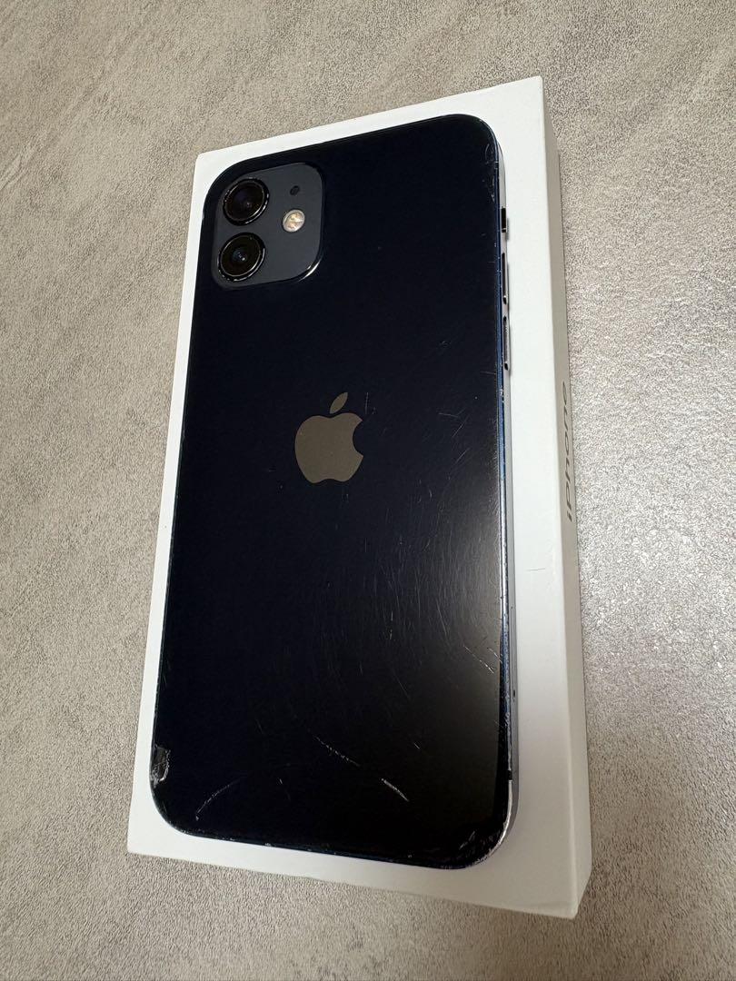Apple iPhone 12 ブラック 本体 64GB SIMフリー 背面割れ