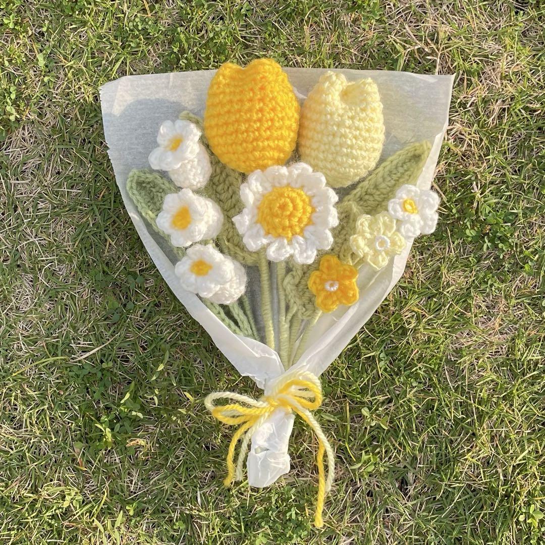 毛糸の花束 編み物 枯れない花 ハンドメイド フラワーブーケ