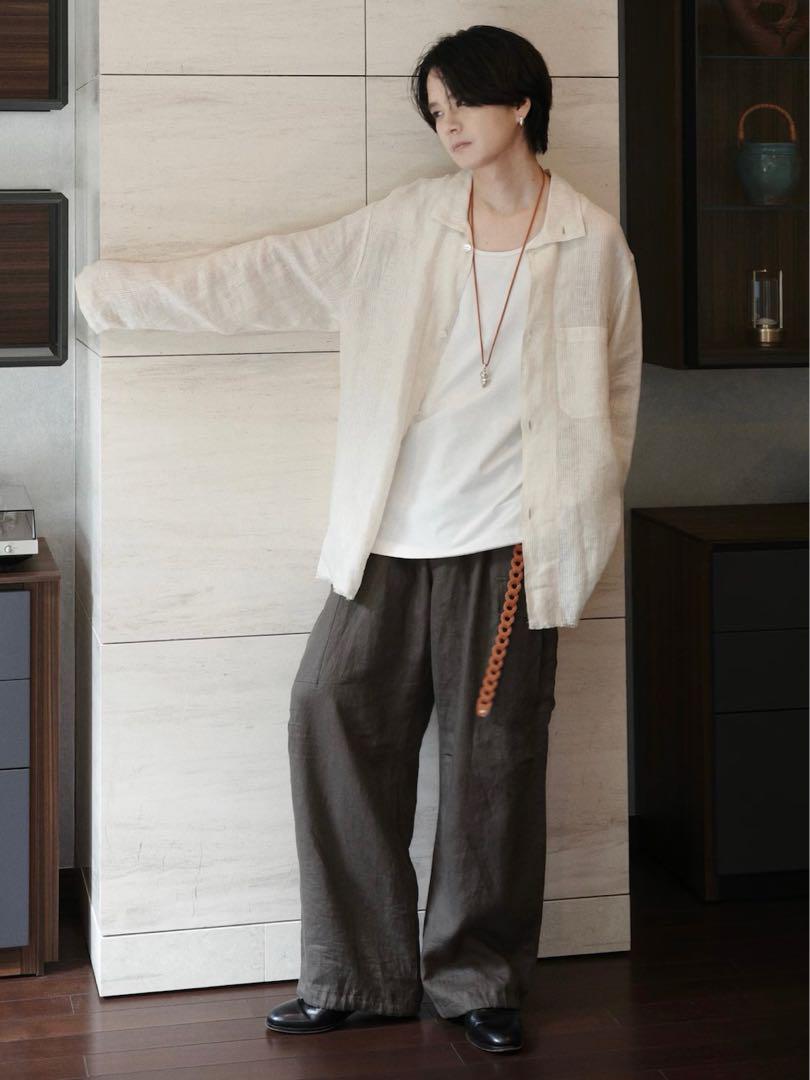 LIDNM AKIHA LINEN STAND COLLAR SHIRT