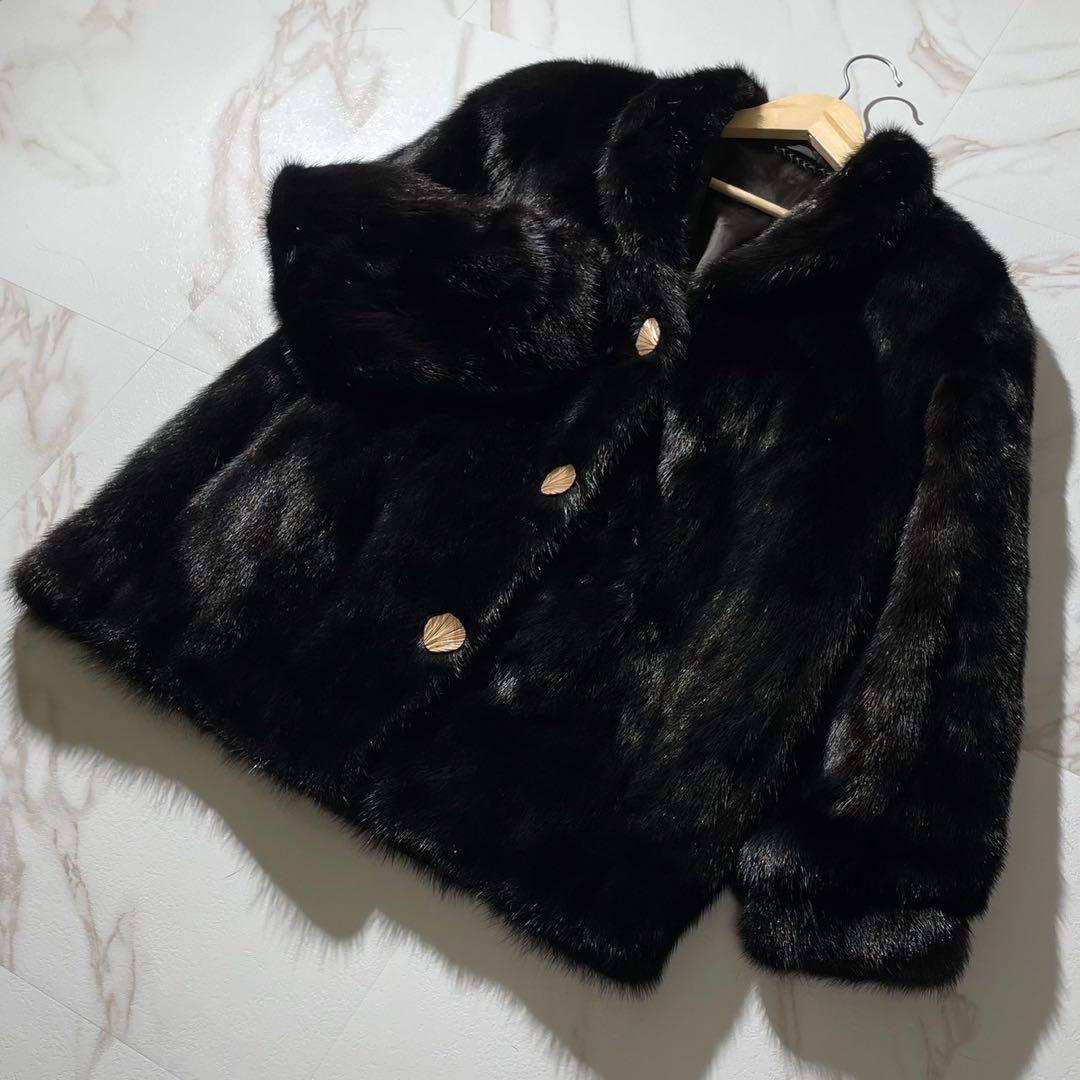 美品✨ BLACKGLAMA ハーフコート グラマミンク シェルボタン 13