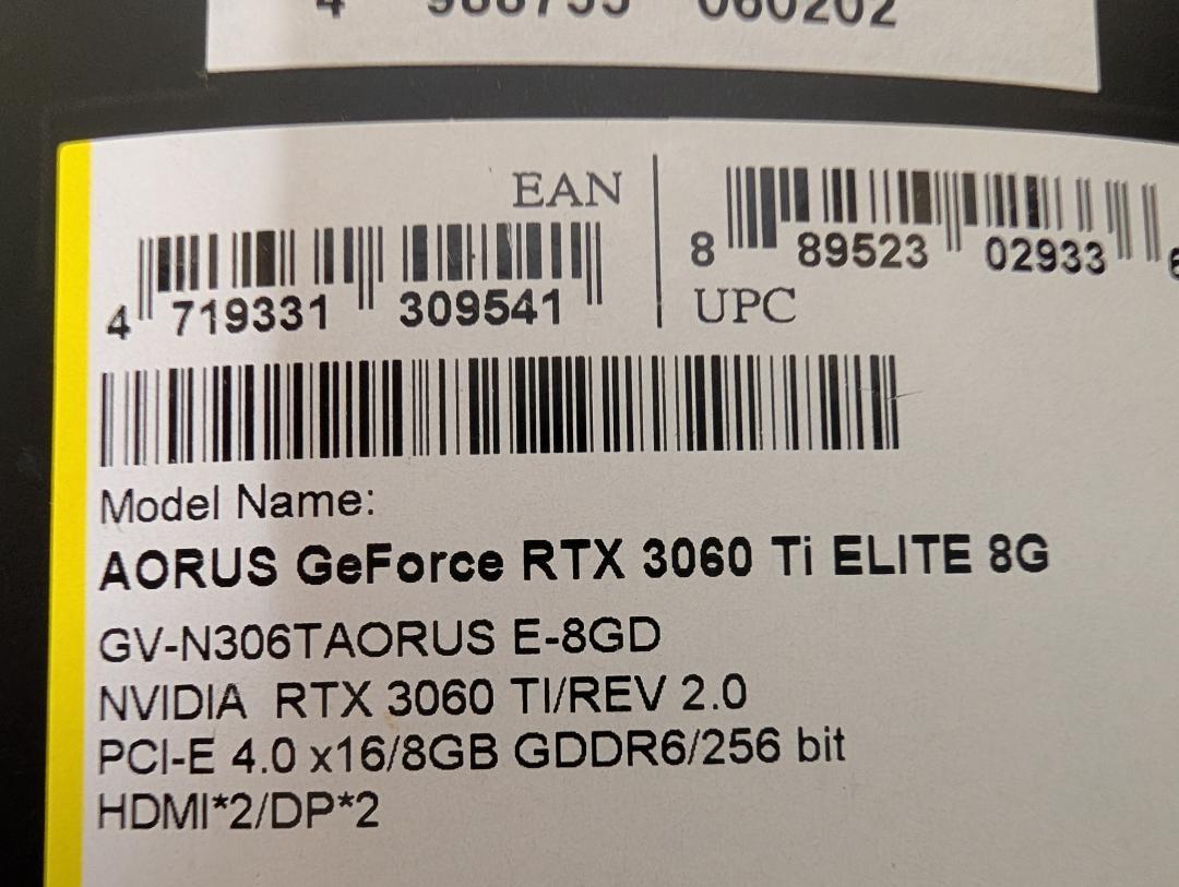 グラフィックボード・グラボ・ビデオカード (djk)GIGABYTE AORUS GeForce RTX3060Ti