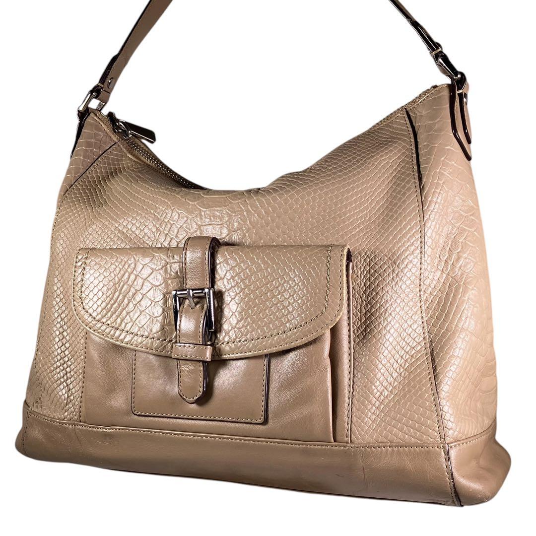 美品/COACH/ショルダーバッグ/ベージュ/クロパイソン/レザー/31283