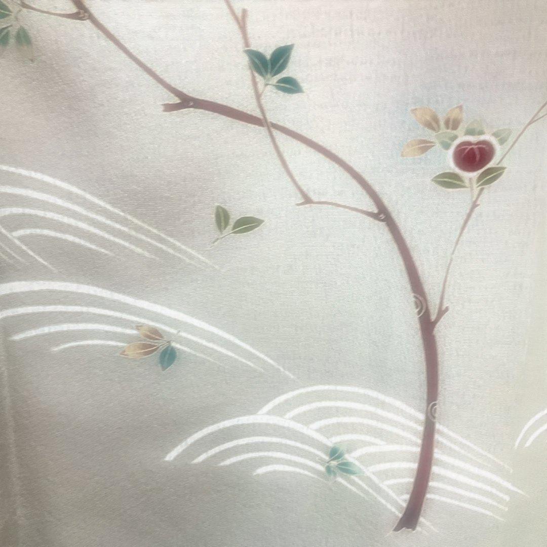 No.2594 未使用シリーズ正絹作家物橘扇面訪問着　落款　美品