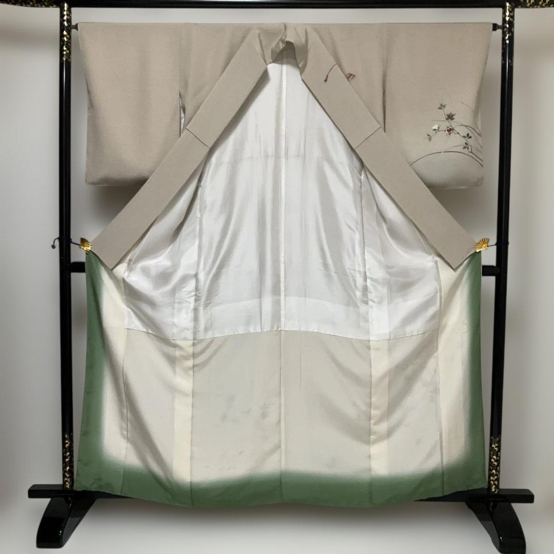 No.2594 未使用シリーズ正絹作家物橘扇面訪問着　落款　美品