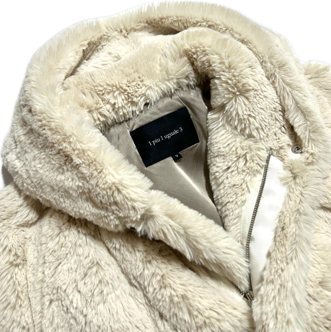 定価12万1piu1uguale3 CREAMY ECO FURジップブルゾン