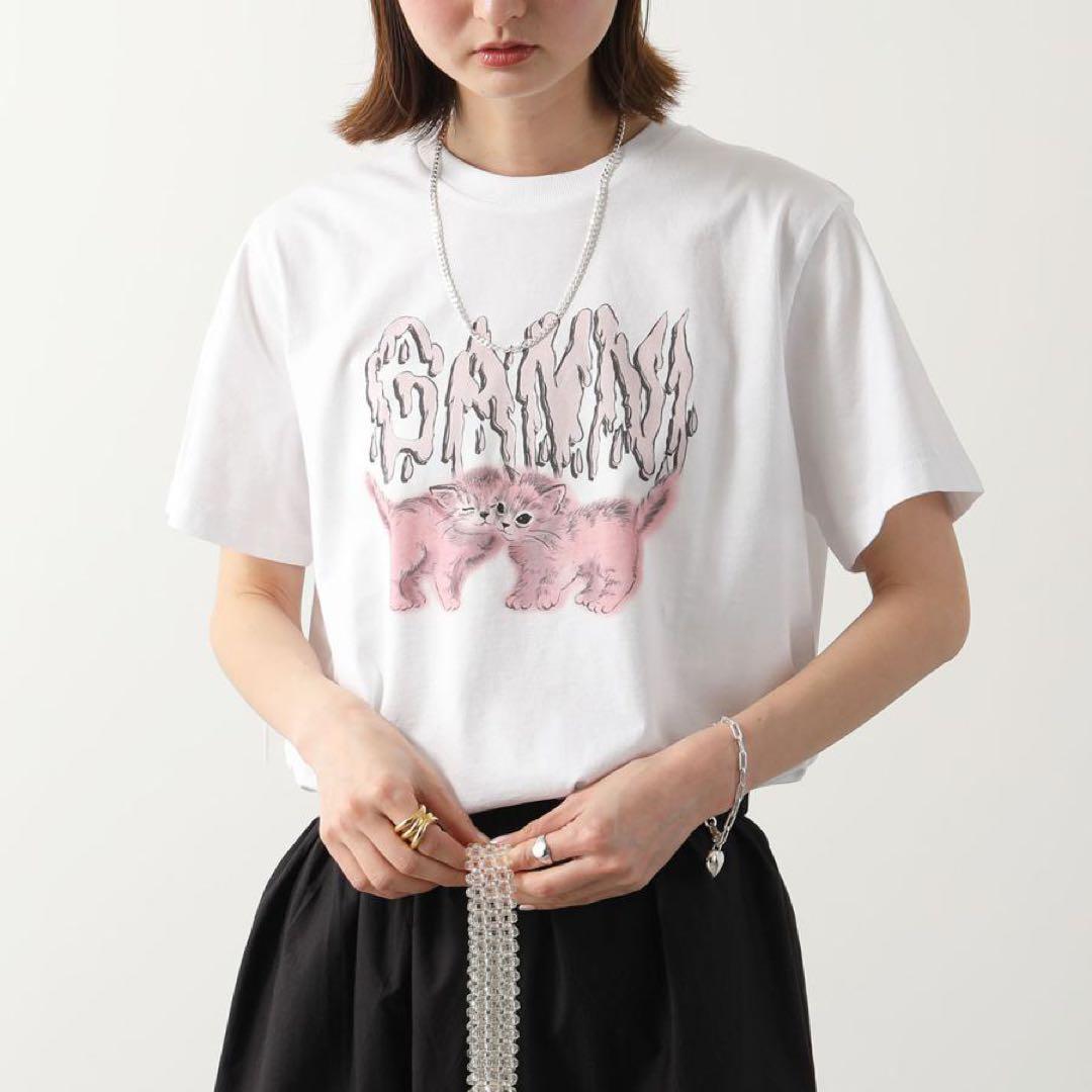 最適な価格 GANNI ガニー Tシャツ ホワイト 猫 トップス