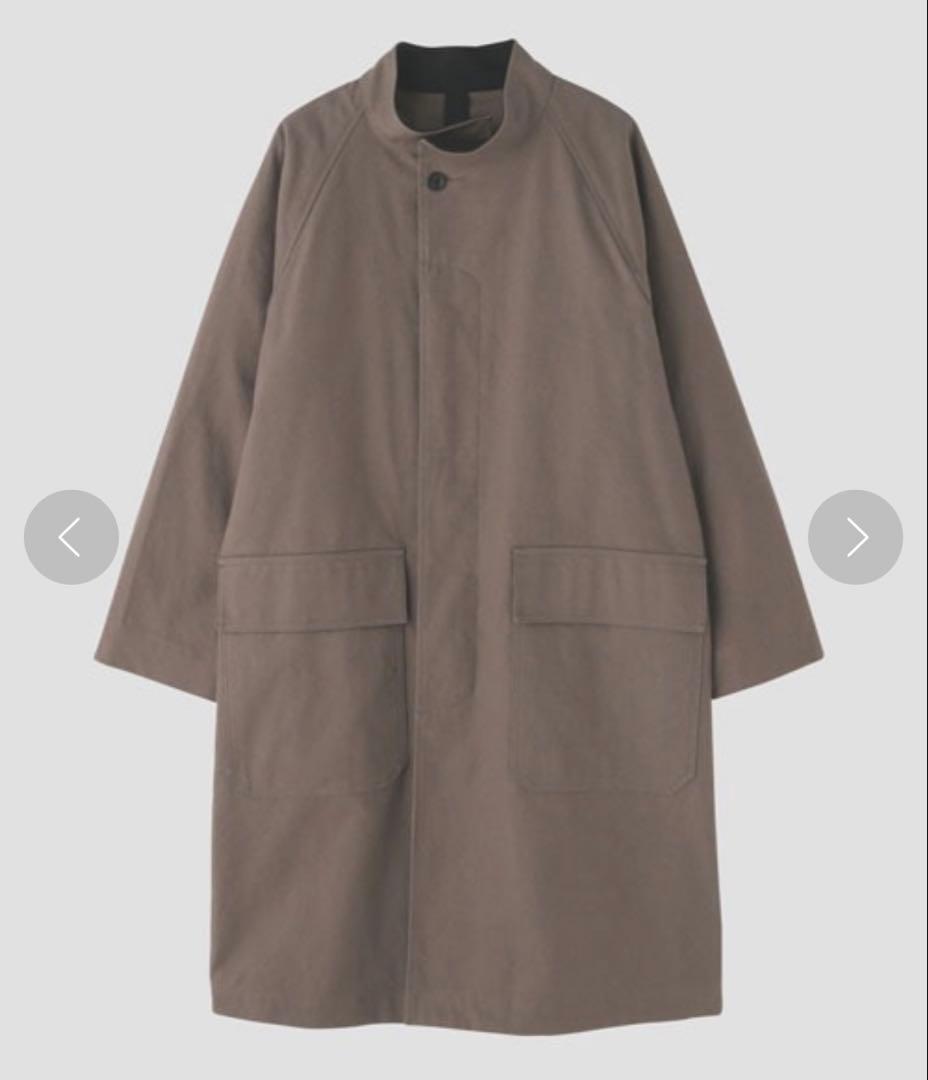 MHL.ノーカラーコットンコート サイズ1 グレージュ(美品)レディース MHL.ノーカラーコットンコート サイズ1 グレージュ(美品)レディース