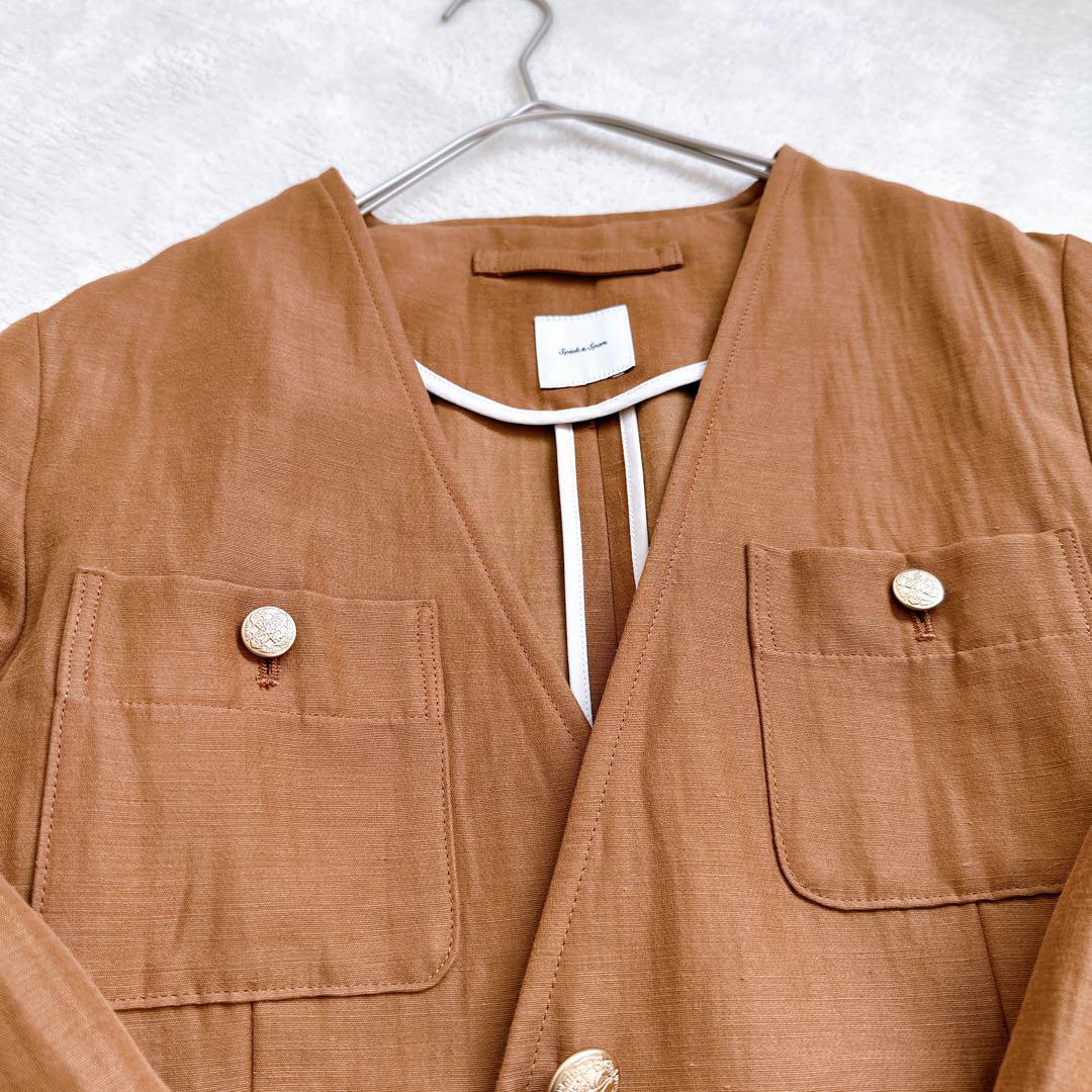 ✴︎Spick & Span ✴︎リネン混　ノーカラージャケット