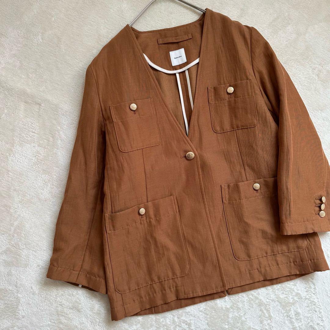 ✴︎Spick & Span ✴︎リネン混　ノーカラージャケット