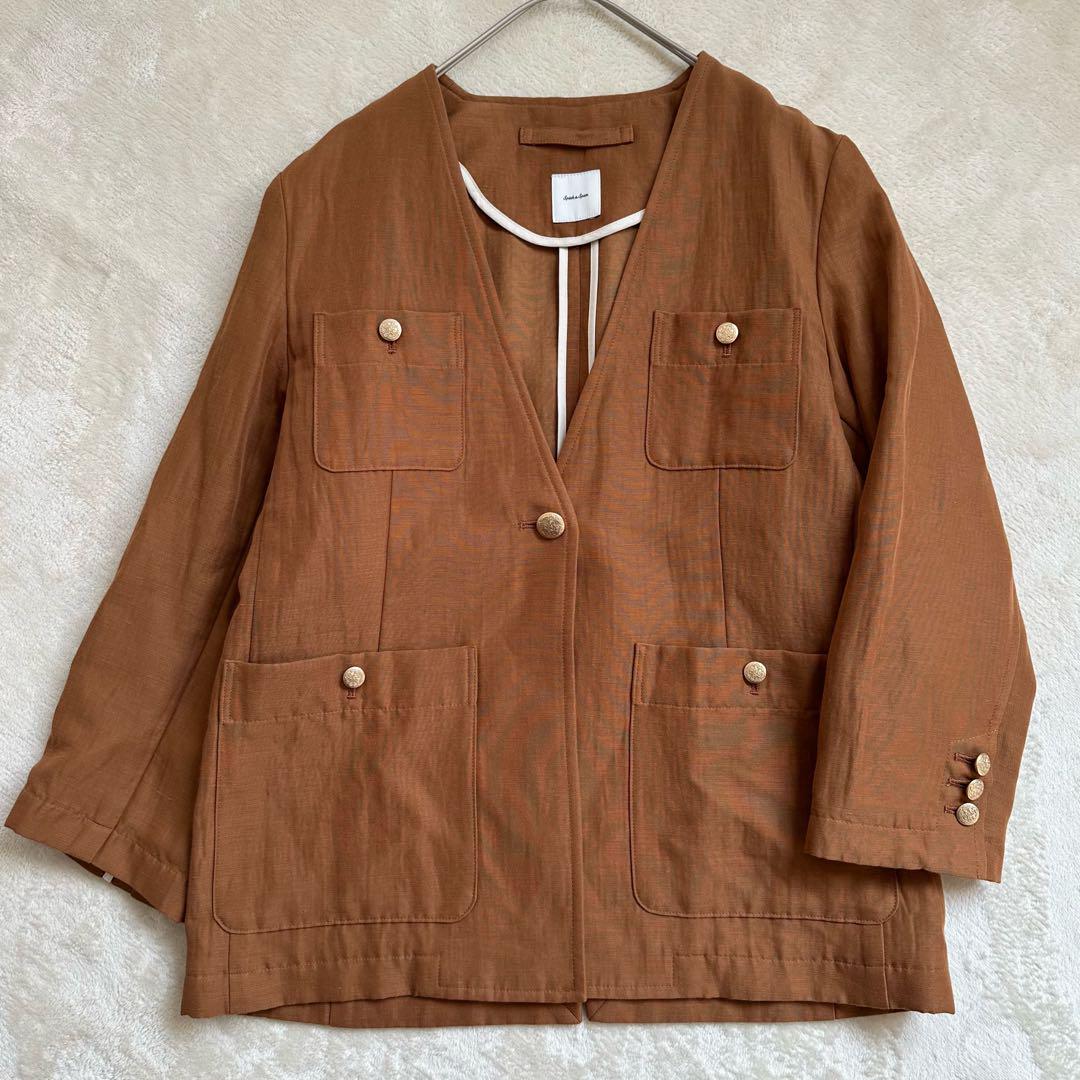 ✴︎Spick & Span ✴︎リネン混　ノーカラージャケット