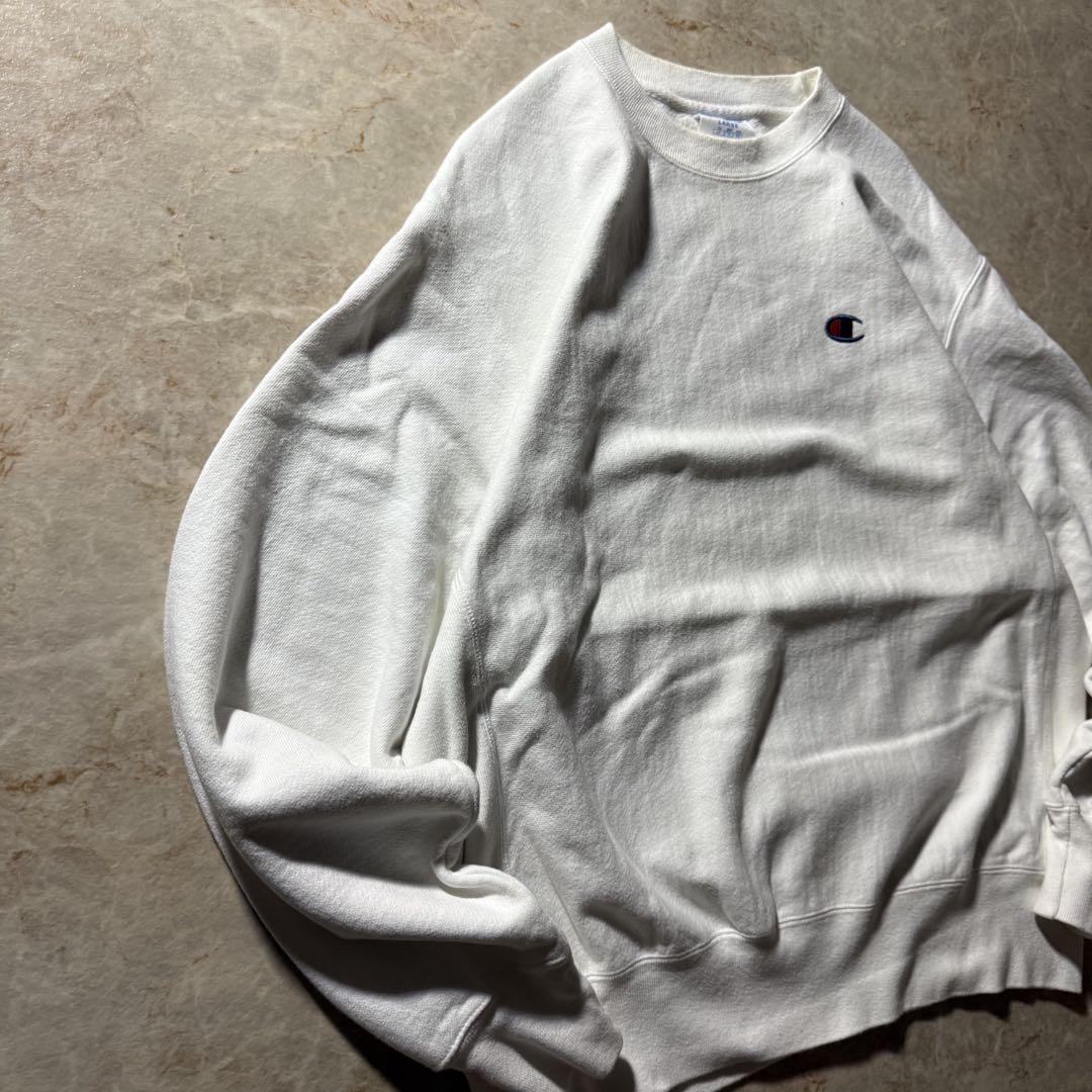 champion REVERSE WEAVEスウェット目付きLホワイト美品当時物