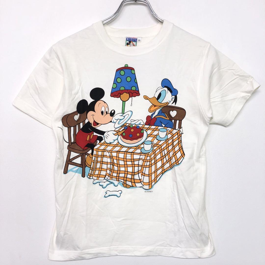 80s 90s古着 オールドディズニー ミッキー 隠れプルート ギミックTシャツ