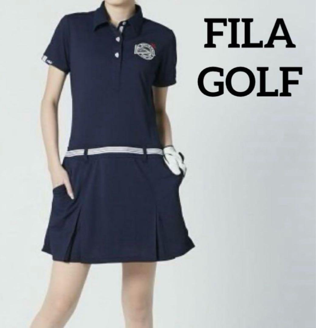 ☆【FILA GOLF】☆フィラゴルフ☆ネイビー 半袖ポロワンピースMサイズ☆
