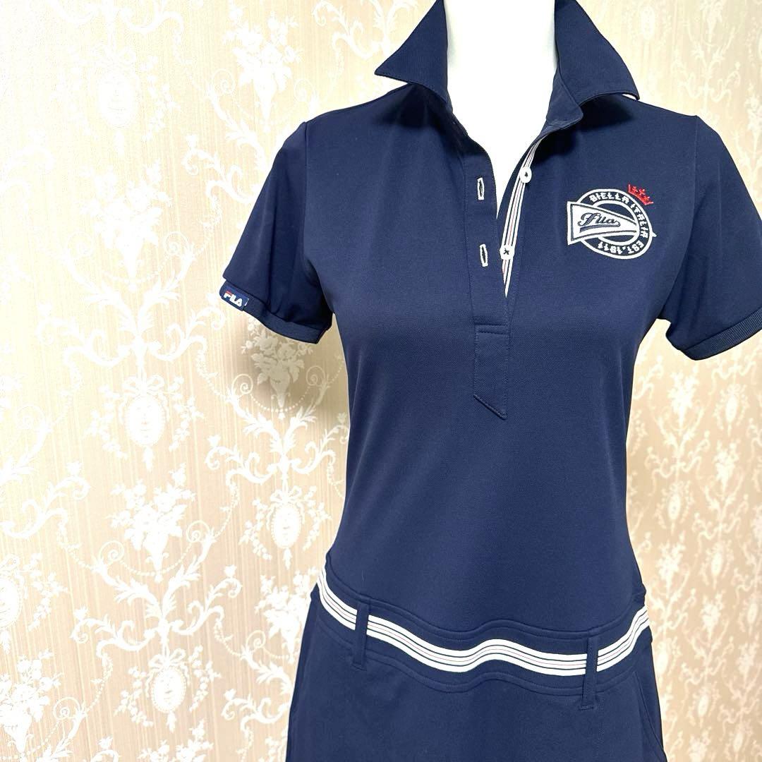 ☆【FILA GOLF】☆フィラゴルフ☆ネイビー 半袖ポロワンピースMサイズ☆