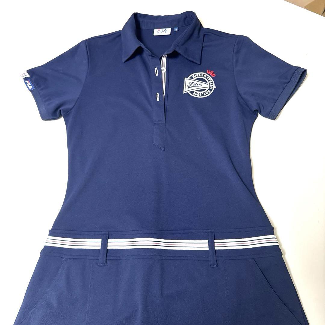 ☆【FILA GOLF】☆フィラゴルフ☆ネイビー 半袖ポロワンピースMサイズ☆