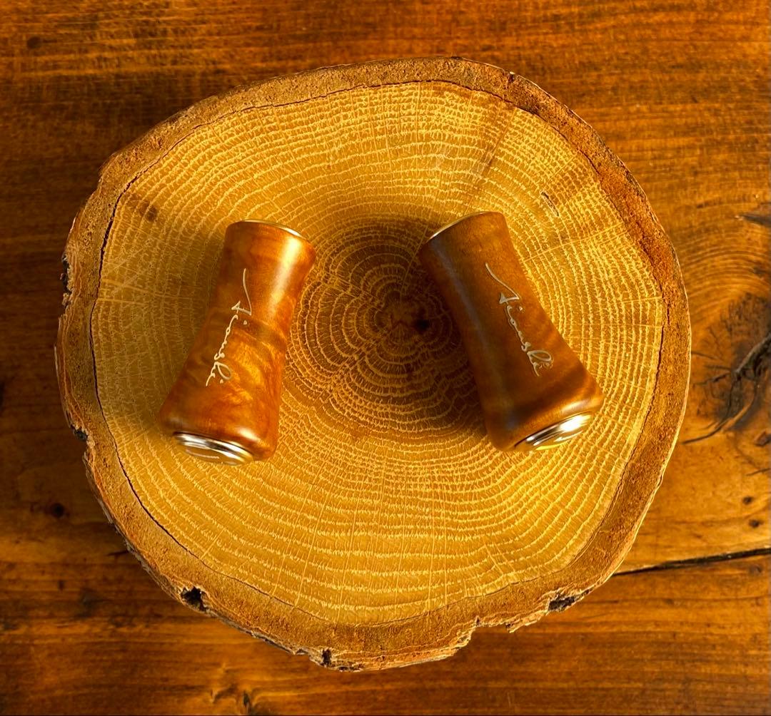 ウッドノブ ハンドルノブ 黄金樟 丸型 リールカスタムパーツ ダイワS シマノA