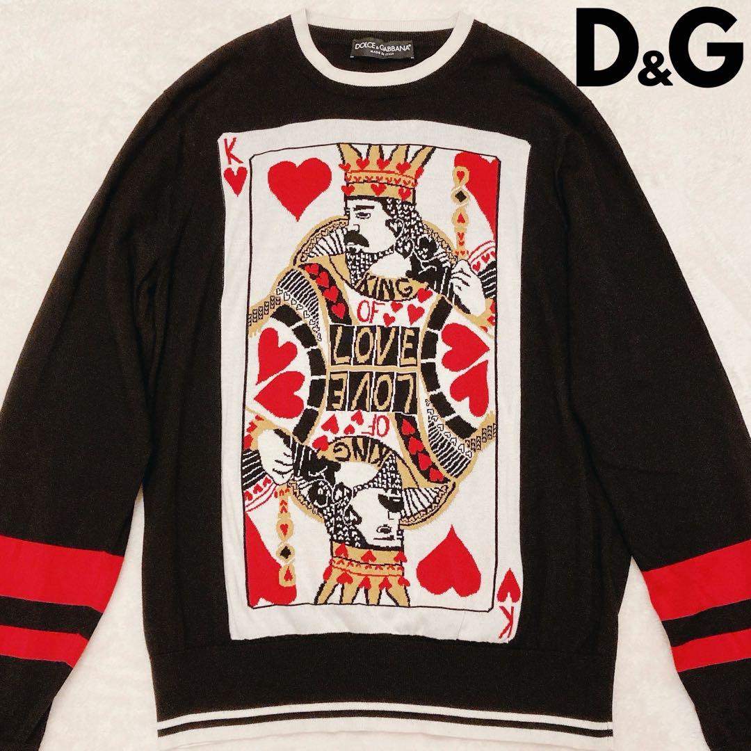 アイザック様☆ DOLCE&GABBANA ☆ トランプ柄 薄手ニット ウール