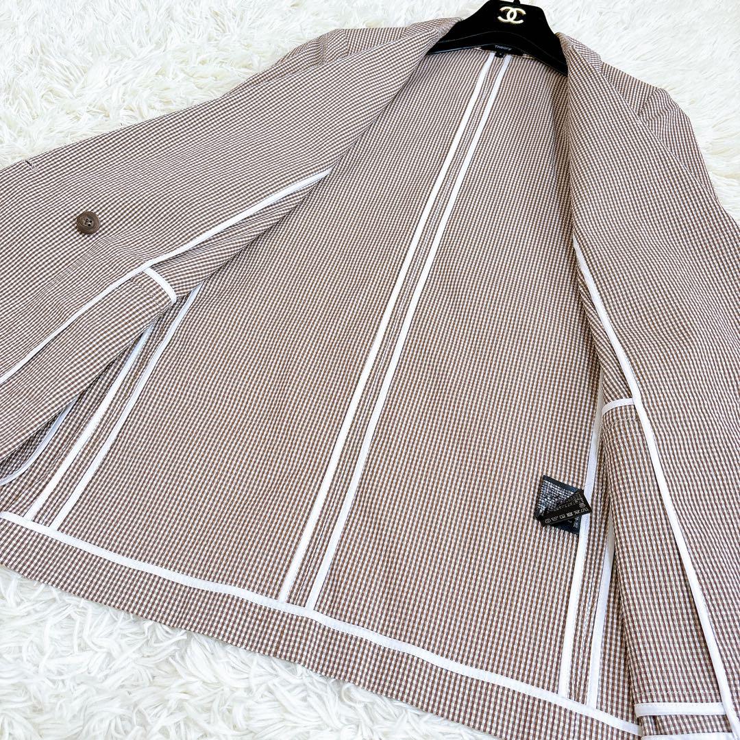 極美品☆Theory シアサッカー ギンガムチェック ジャケット パンツ セット