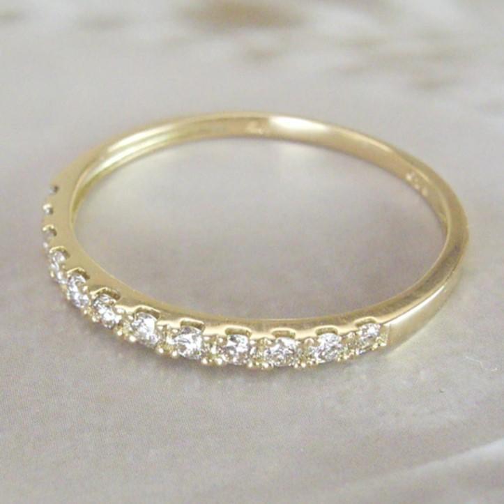 地金＊18金【ハーフエタニティリング 15号】天然ダイヤモンド0.15ct 新品