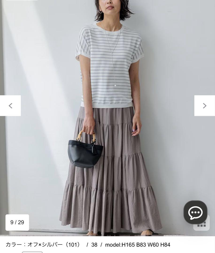 23区 レーヨンポリエステルストレッチラメニット 38 シルバー 新品