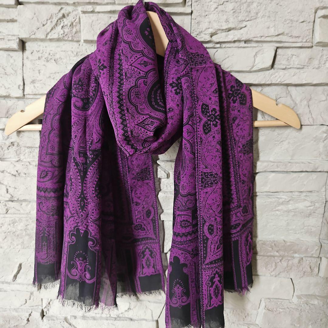 エトロ ETRO ストール パープル×ブラック