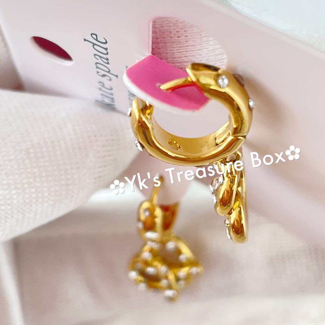 kate spade*パヴェ ヘキサゴン セット ハギー フープ イヤリング P967/kate spade/ゴールドパヴェプレッツェルハギーピアス