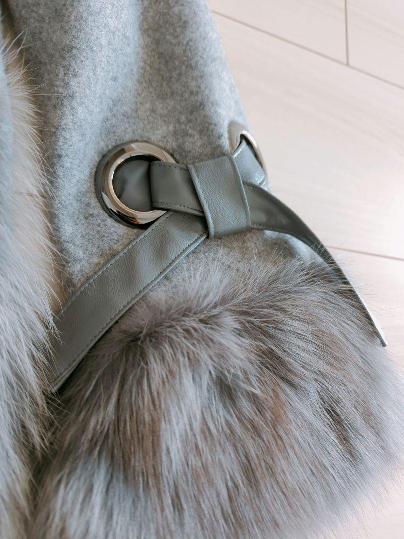 FENNEL✨フェンネル　フォックスファー　コート　ショートコート 美品】FENNEL フェンネル ショートコート フォックスファー グレー