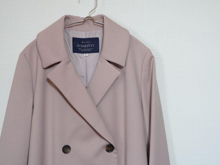 豊富な低価 美品 2 PINK 6VBEr-m90205365946 JUSGLITTY ダブルロングチェスターコート 最新作得価