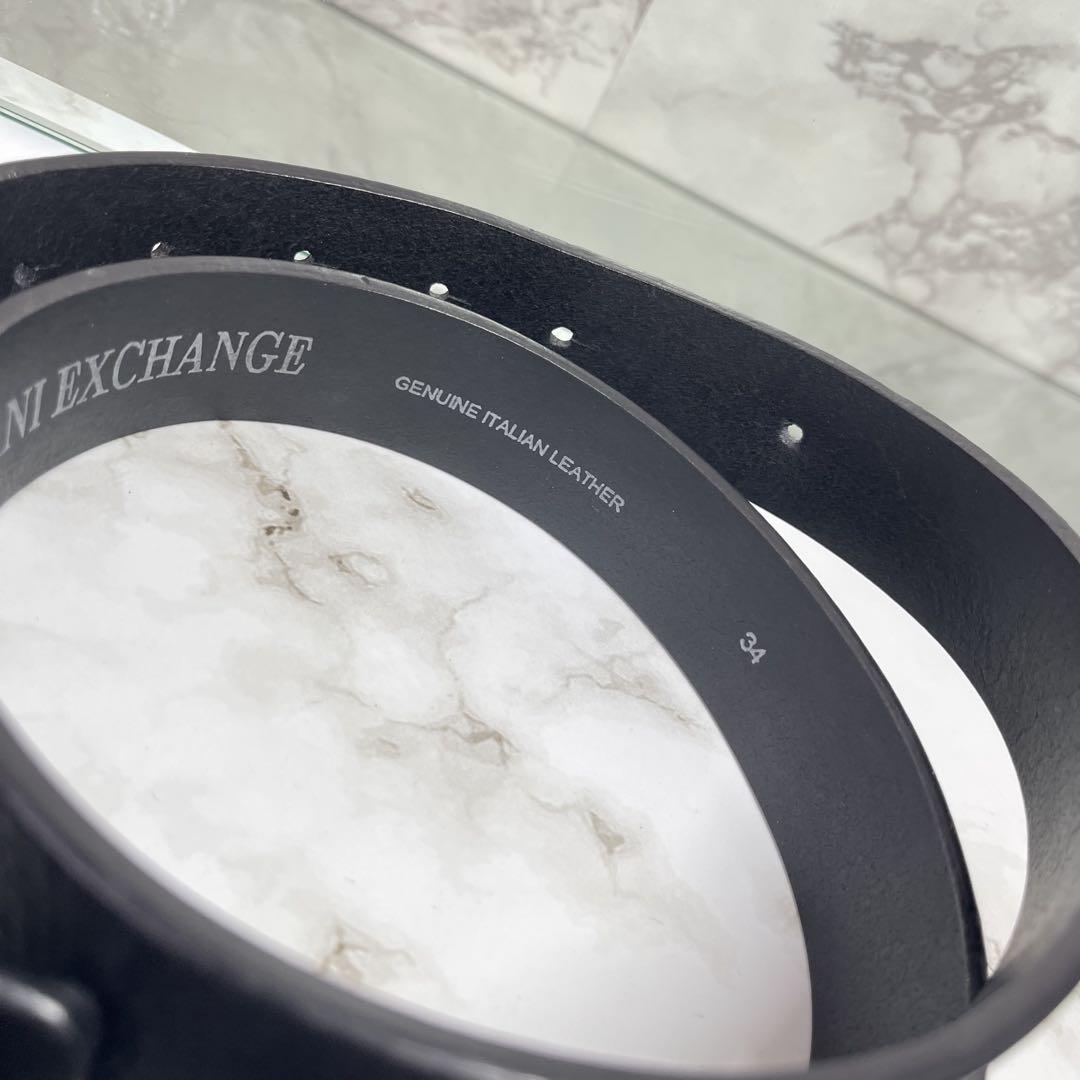 美品 ARMANI exchange アルマーニ ベルト 本革 レザー ブラック