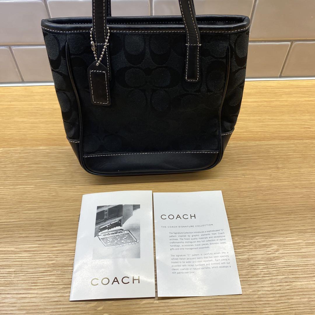 Coach コーチブラック ロゴパターン ミニトートバッグ6087
