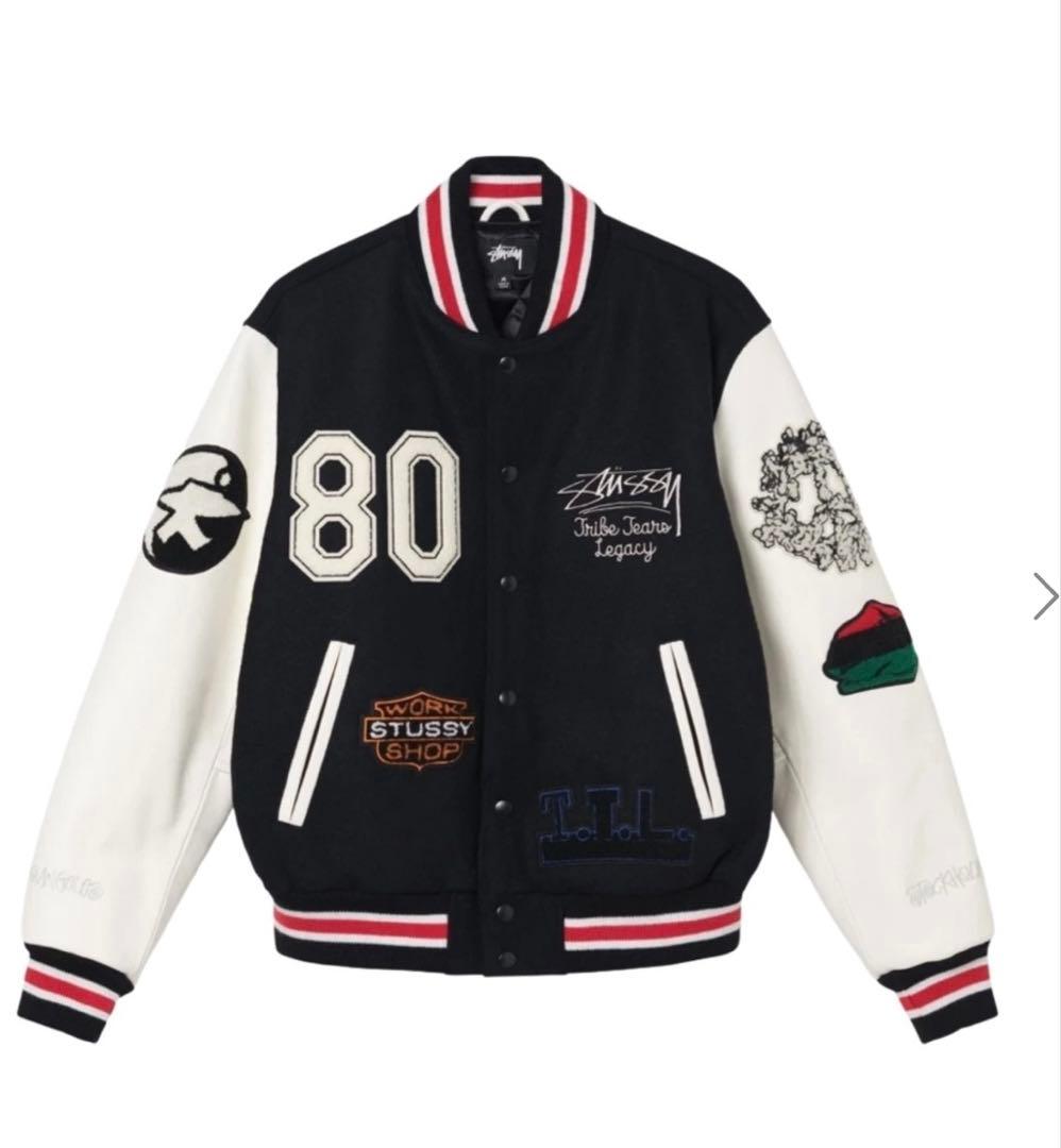 Stussy スタジャン ブラック ホワイト サイズ80L・STUSSY