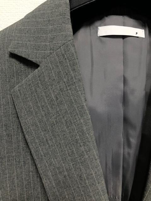 新品☆9号M♪グレー系ストライプ2パンツスーツお仕事オフィス