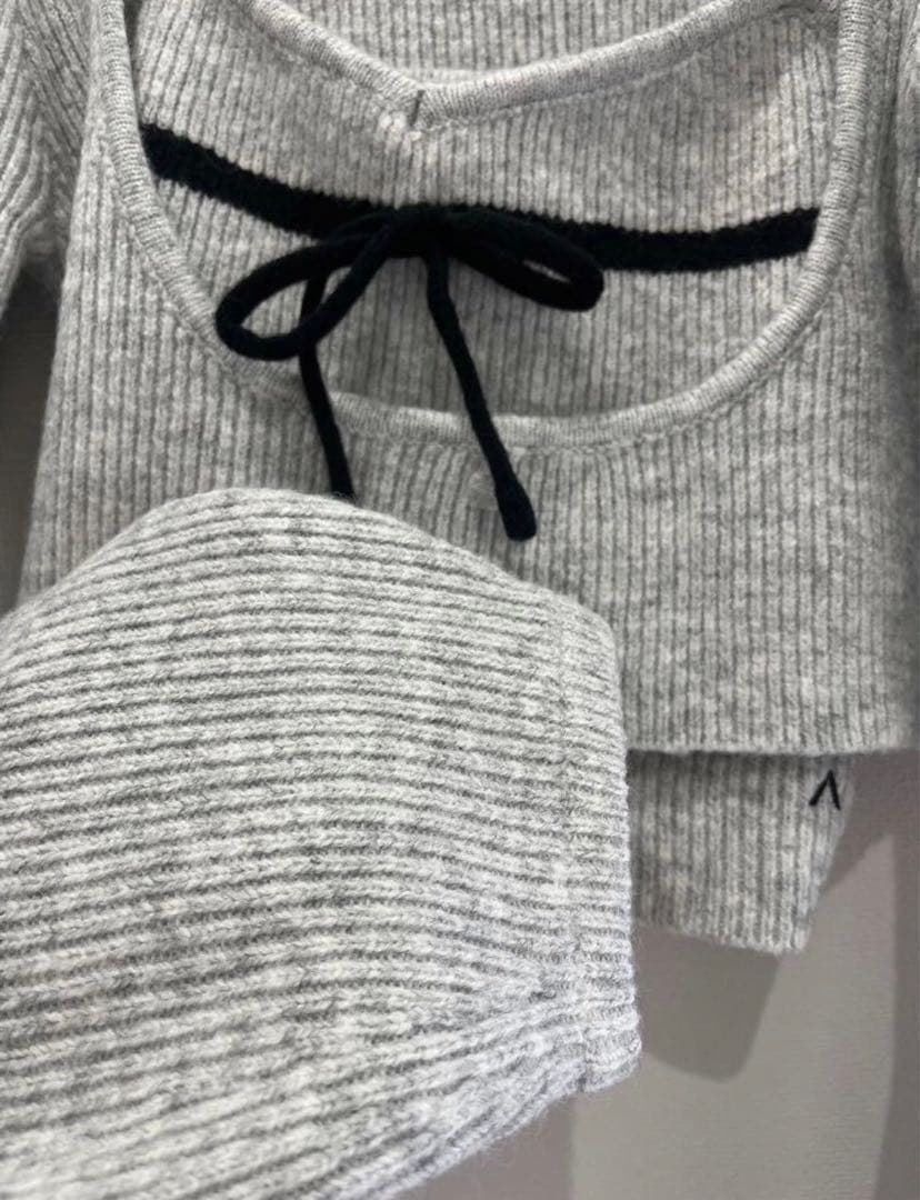 即発送　　アンドマリーANDMARY Natalie ribbon setグレー ANDMARY】Natalie ribbon set