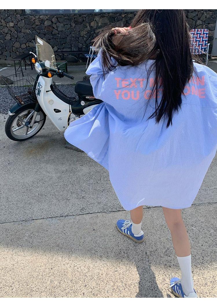 レディースロングトップス ゆったり春夏 背中ビッグプリント
