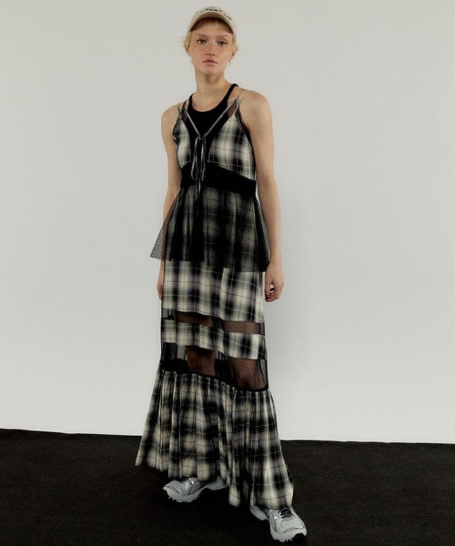 MAISON SPECIAL チェックチュールティアードワンピース