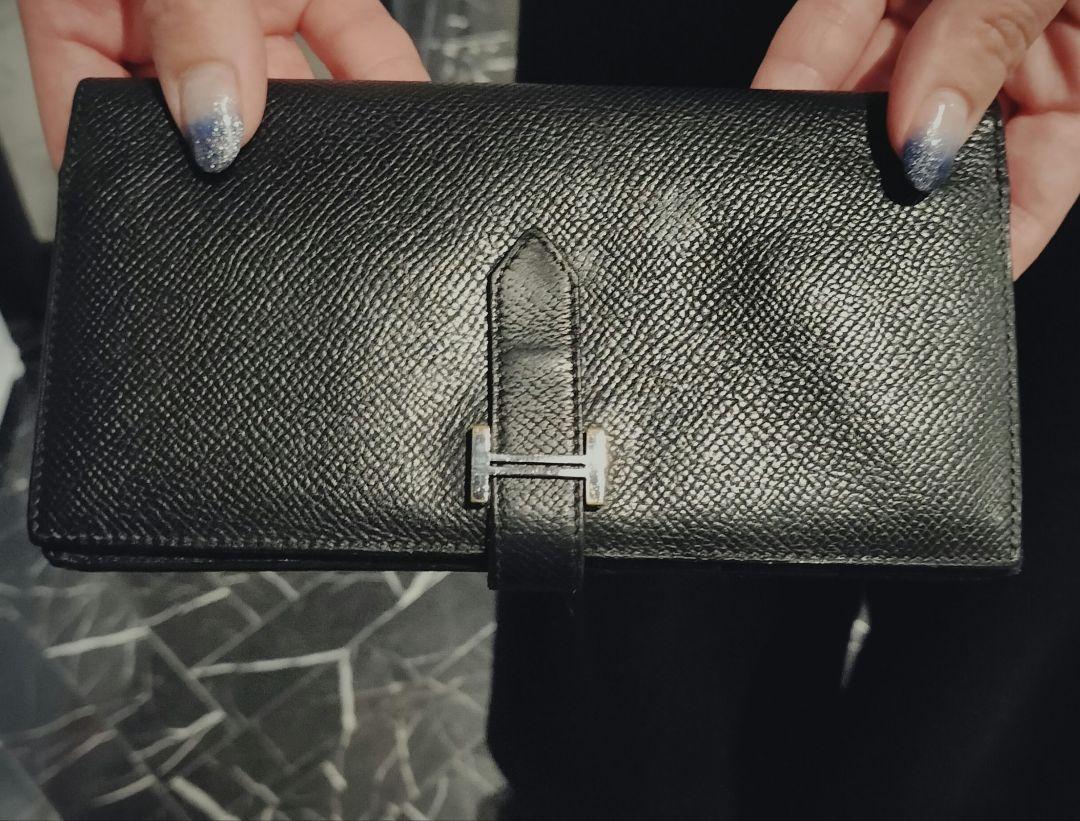 HERMES エルメス ベアンスフレ ブラック 黒 長財布 D刻 シルバー金具 画像4