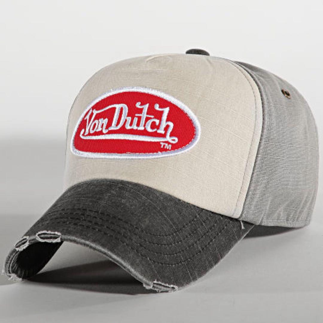 Von Dutch 刺繍ロゴ キャップ グレー/ブラック