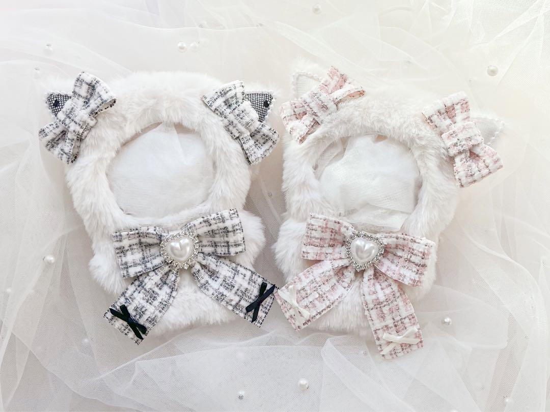 10〜12cm用 ぬい服 猫耳 ツイード 2着セット 10〜12cm用 ぬい服 猫耳 ツイード 2着セット - 着せ替え服