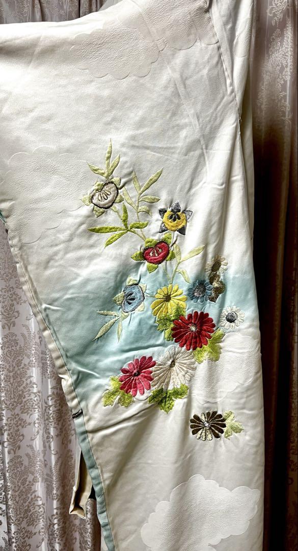 楽天市場】レース刺繍着物 単衣 ツイル フラワー カラーデニム