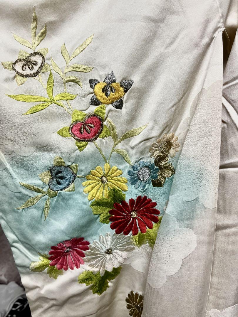 Vintage 着物 花柄刺繍 花嫁衣装 英国レア