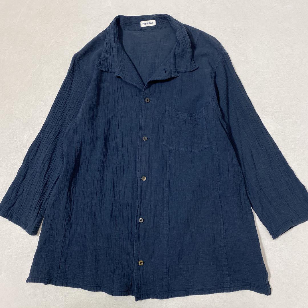 Plantation プランテーション シワ加工 後染め 8分袖 シャツ