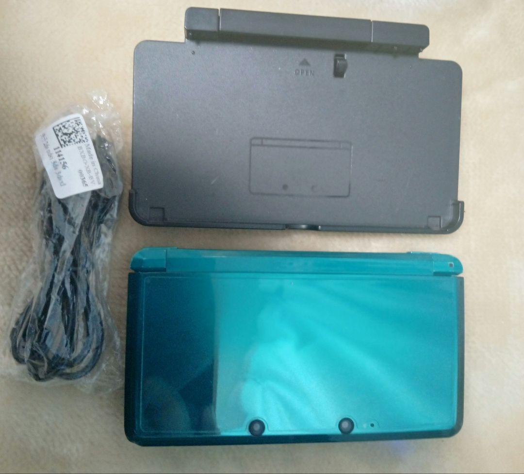 【ジャンク】Nintendo 3DS ブルー本体　置き台&充電コード付
