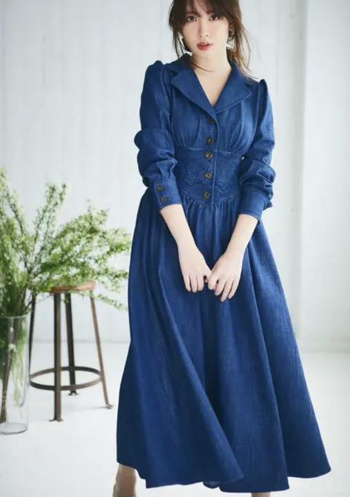 Her lip to Lace Lace Belted デニム Denim Her Denim Dress Her lip to Lace Lace Belted デニム Denim Her Denim Dress