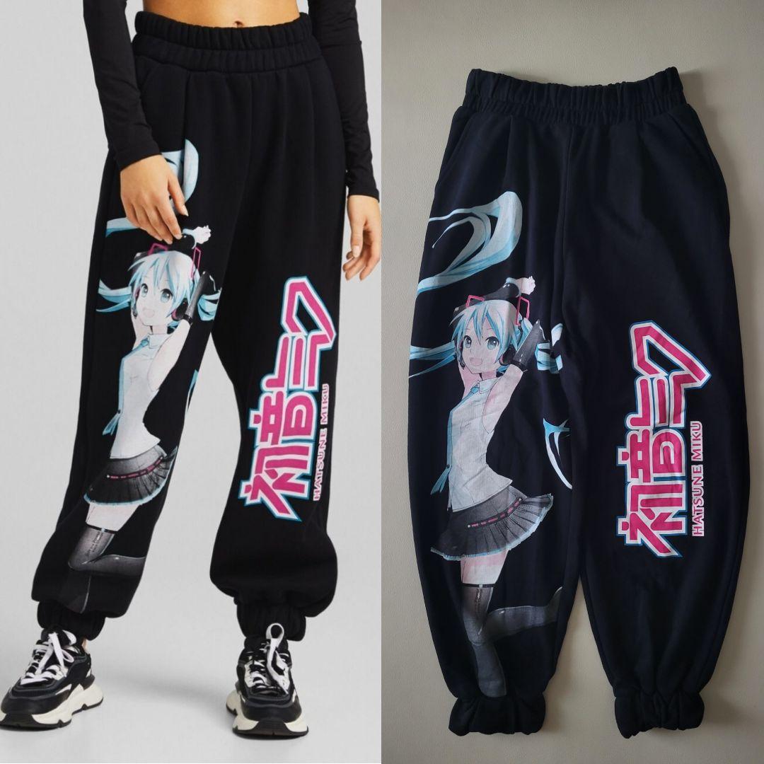 【初音ミク×Bershka】スウェットパンツ M～L ユニセックス 服 ブラック