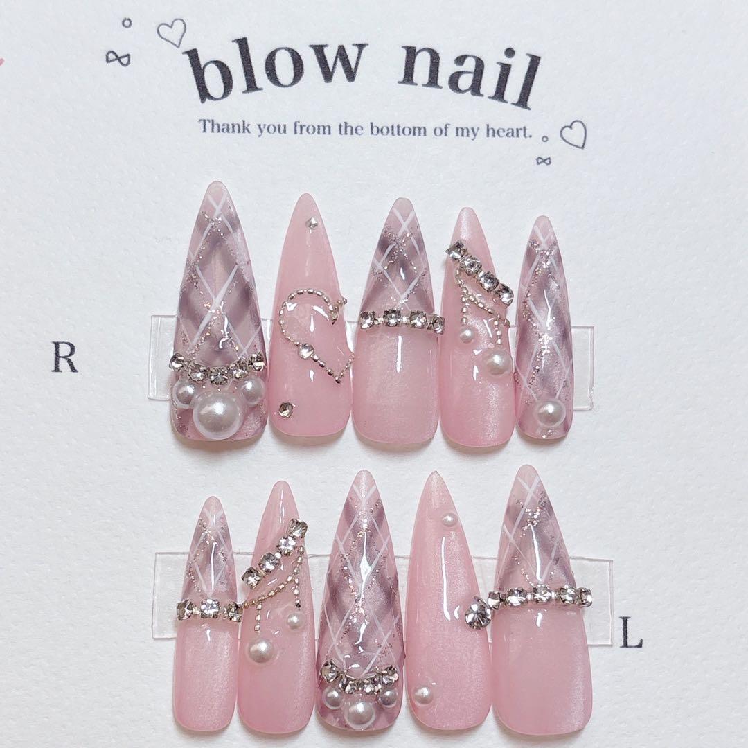 現品 ネイルチップ 量産型 ワンホン フレンチガーリー 韓国 ちゅるん